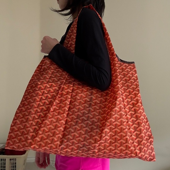 Extra Large Reusable Grocery or Gym Tote Orange Eco-friendly. Daily essentials - Picture 3 of 12